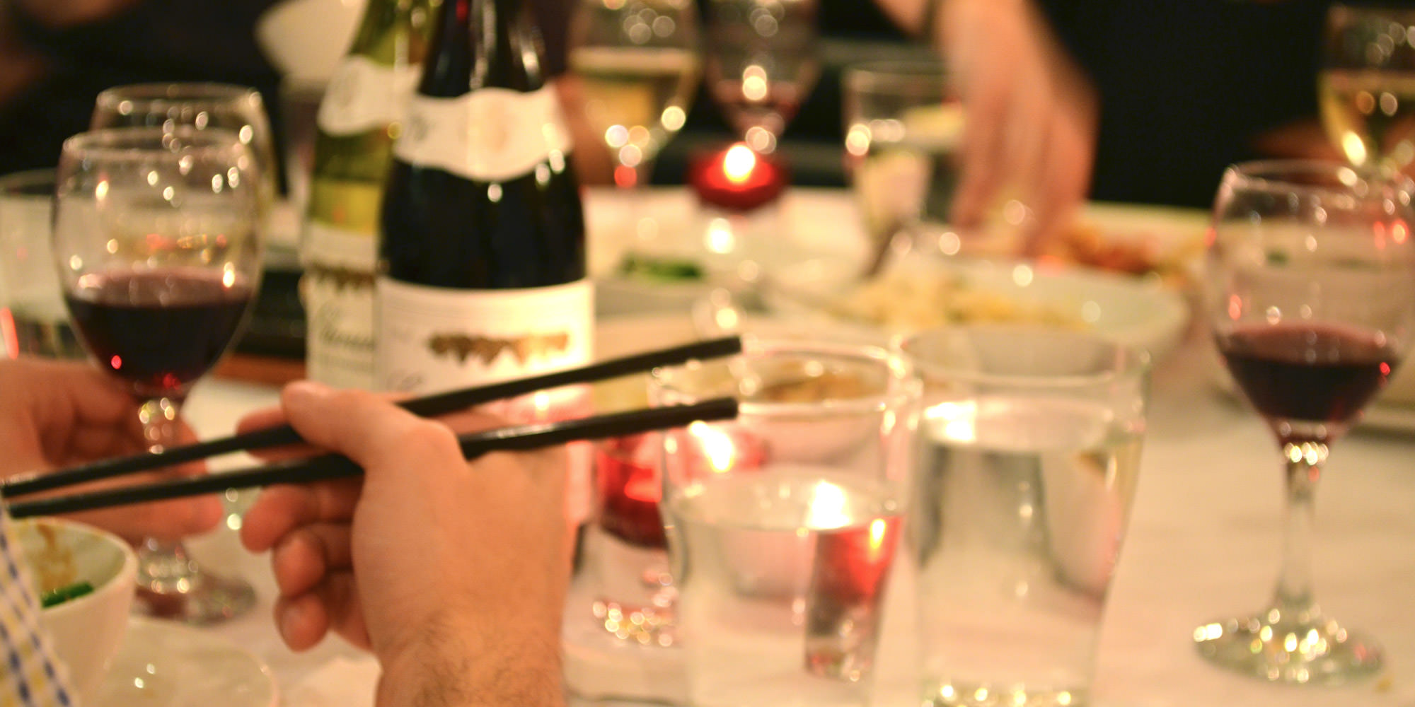 A photograph of a table during a party at the Naturally Chinese Restaurant, Surbiton, Surrey
